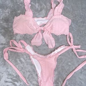 Baby pink lace bikini